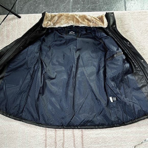 NWT Emporio &Co Dark Brown Faux Leather Jacket Coat Size XXL Fits like a Large - Picture 11 of 16